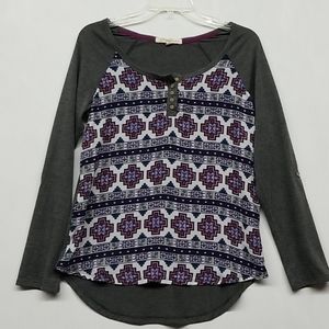 Rewind Long Sleeve Top Tee Womans Size M